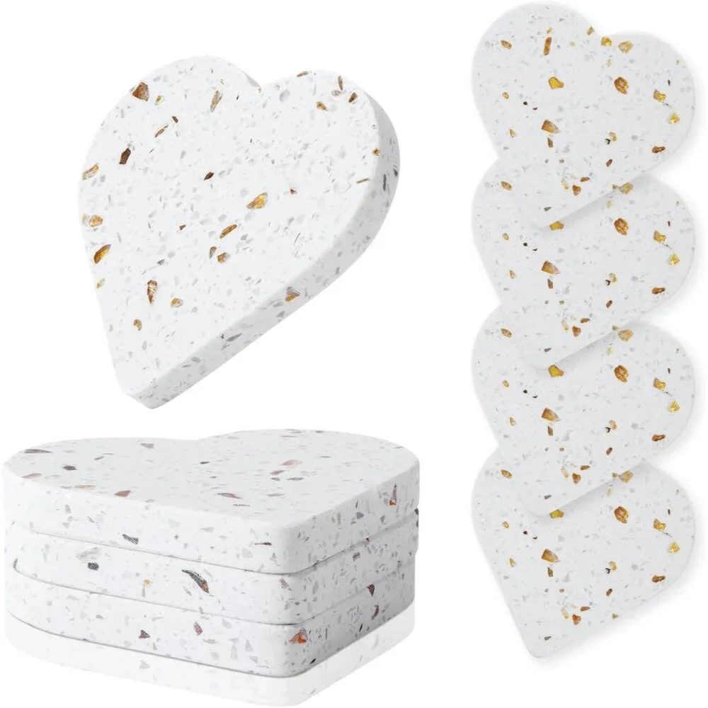 Heart Shape Coasters Set of 4 for Drinks,Coaster for Tabletop Protection,Cup Hol
